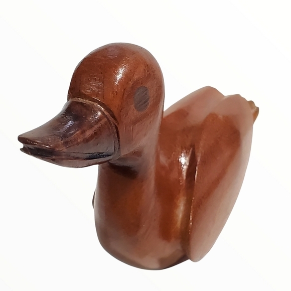 Hand carved solid dark wood duckling small 3" - Picture 8 of 13